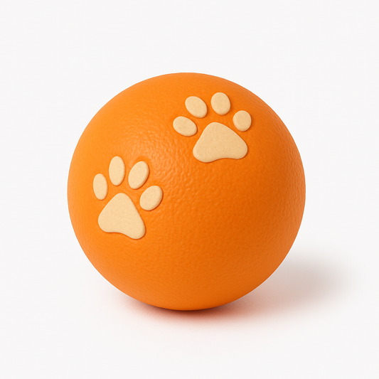 Orange Squeaky Paw Print Ball