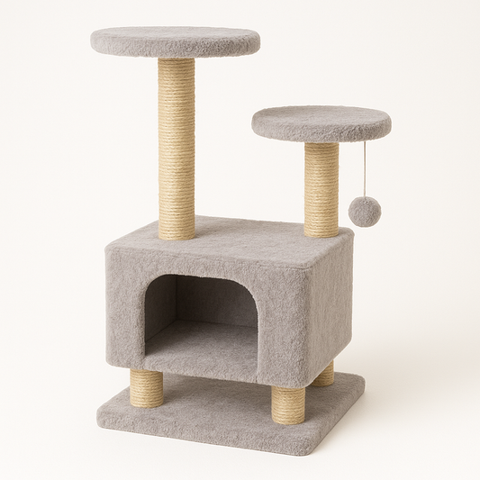 Gray Cat Tree with Scratching Posts