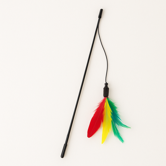 Cat Wand Toy with Colorful Feather Teaser